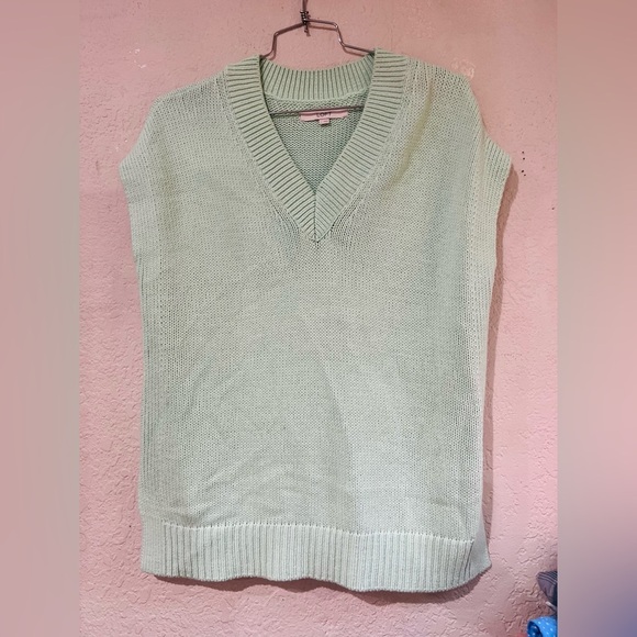 LOFT Mint Green Chunky Knit Sweater, size L Orig $65 Relaxed Layering - Picture 2 of 7